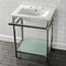 Kingston Brass VPB24187W86 24-Inch Ceramic Console Sink (8-Inch, 3-Hole), White/Polished Nickel VPB24187W86 - alternate 2
